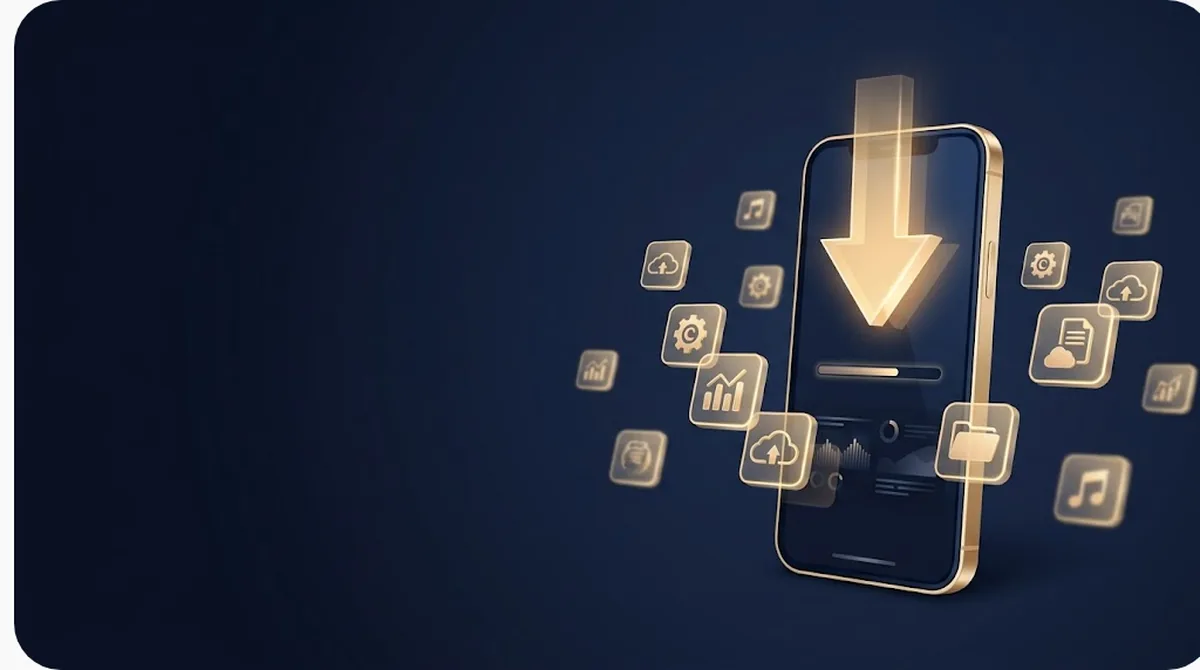 Biểu tượng mũi tên tải app Bo88bet đang rơi xuống màn hình điện thoại