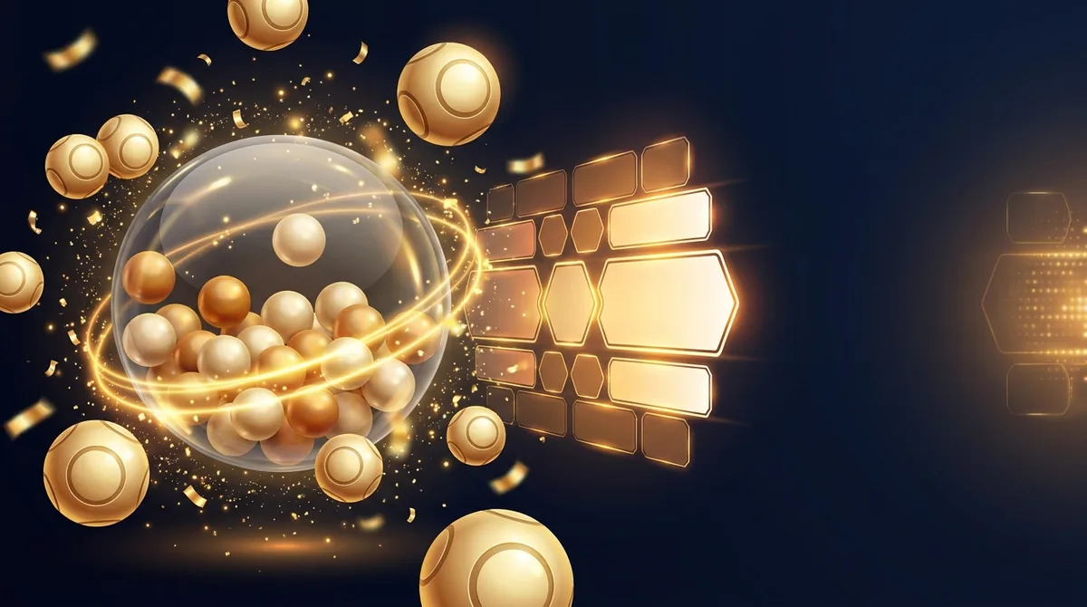 Xổ số Bo88bet - lồng cầu thủy tinh với các quả bóng vàng đang quay